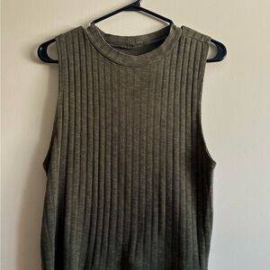American Eagle Outfitters Olive Ribbed Muscle Tee